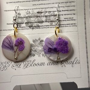 Purple Floral Dangle Earrings